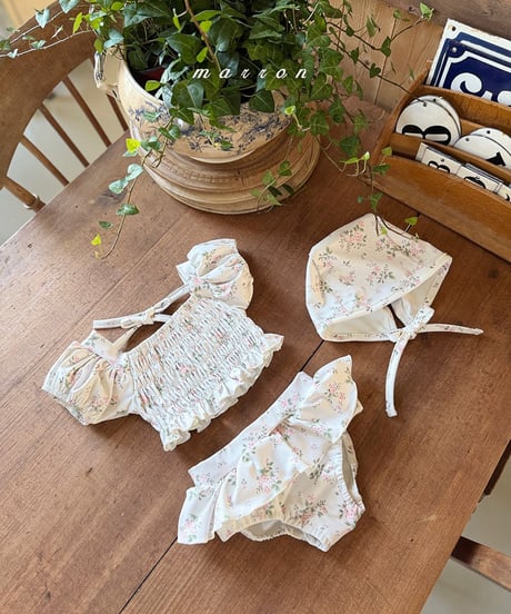 一部即納 marron Flower swimming suit