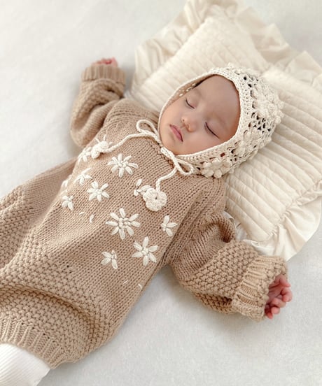 即納Flower knit suit