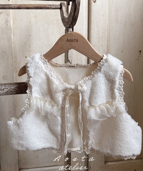即納 aosta Fur open vest