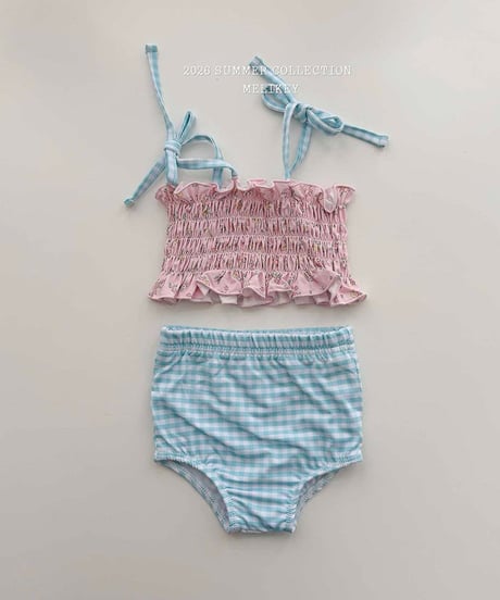 一部即納 melikey Lily check swim set