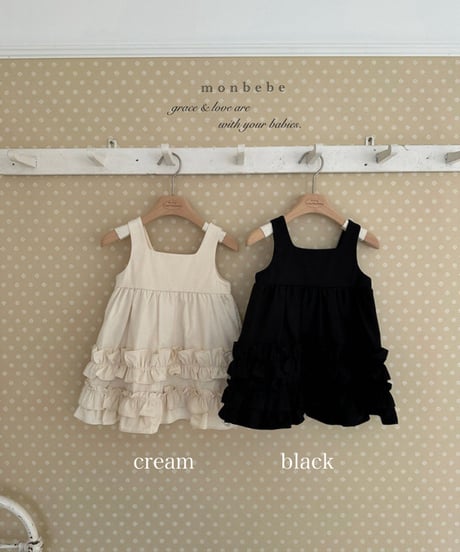 即納 monbebe Mono frill one piece (ママとお揃い)