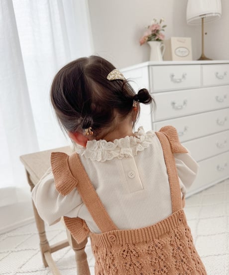 即納2way eyelet knit salopette