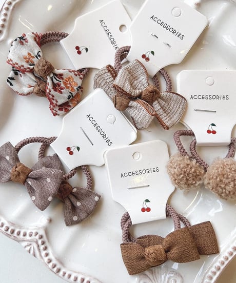 即納retro ribbon hair tie set