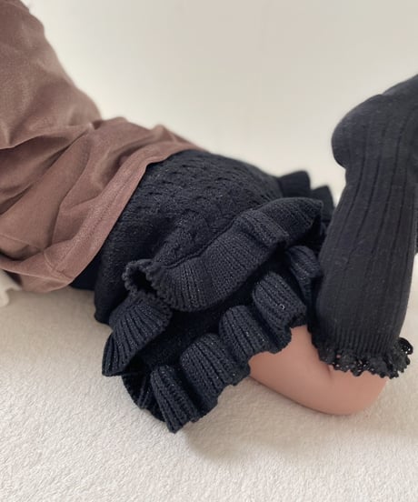即納 knit frill pants