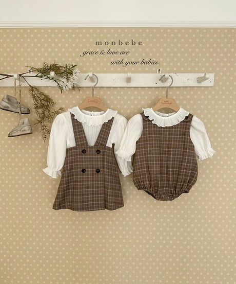 即納monbebe Romi check one-piece