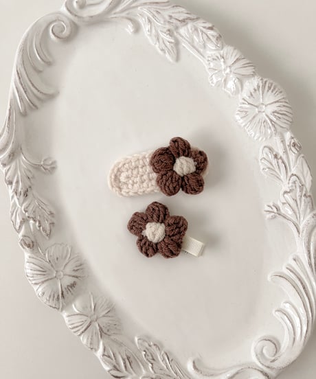 即納 knit flower pin set