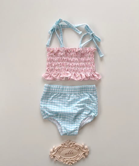 一部即納 melikey Lily check swim set