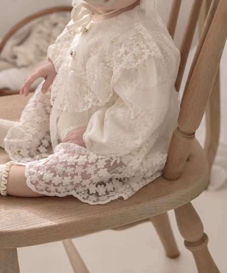 即納Lace Bouquet dress rompers