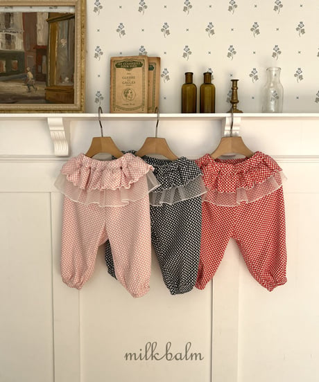 即納 milkbalm frill check pant