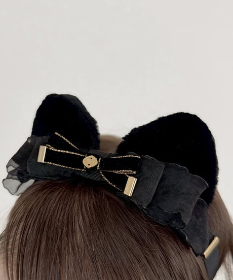即納Velvet Cat Ears Headband