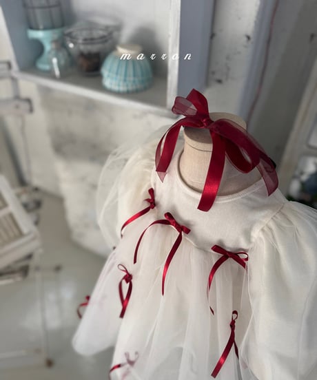 即納marron ribbon dress kids size