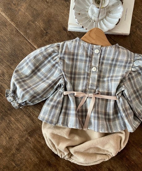 即納 Anne shirley Autumn Plaid Ribbon Blouse set