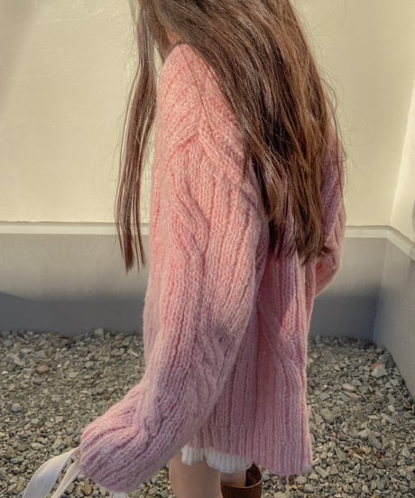 即納pink knit cardigan