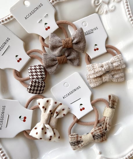 即納retro ribbon hair tie set