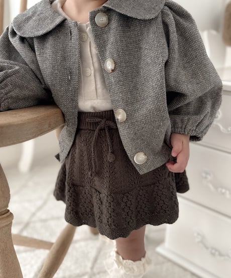 即納Girly knit flared skirt