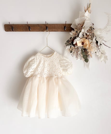 即納hibye  balloon sleeve flower flare dress