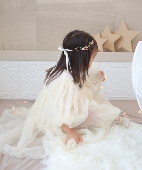 即納balloon sleeve tulle dress