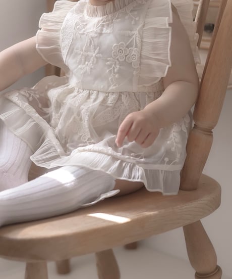 即納Embroidered Lace Rompers