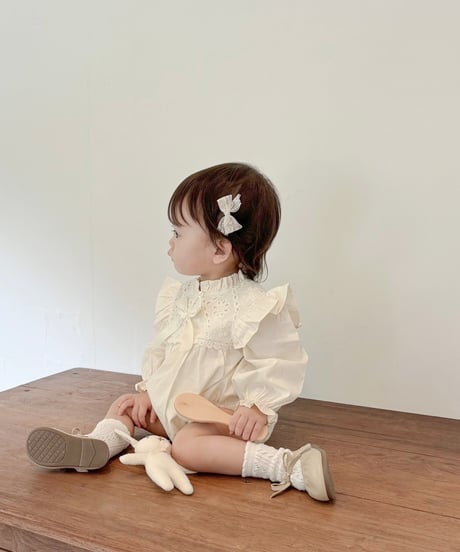 即納punching ribbon rompers