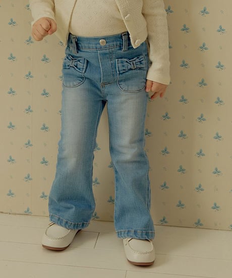 即納 UEO Bliss Ribbon Bootcut Pants