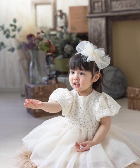 即納hibye  balloon sleeve flower flare dress