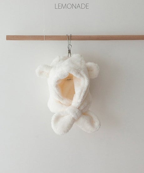 即納Mokomoko Bear Hood Scarf