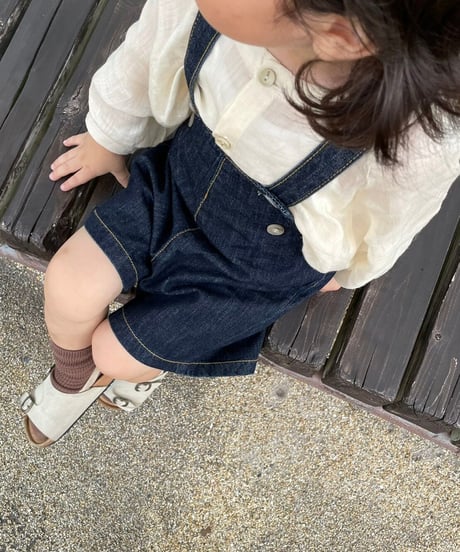即納monbebe × alli   indigo denim salopette