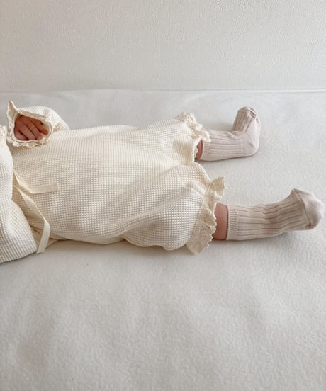 即納monbebe newborn waffle rompers set
