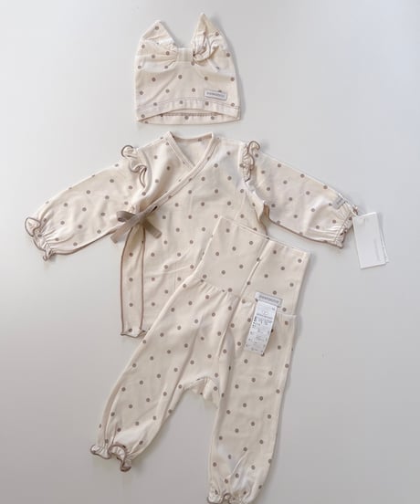 即納 newborn frill ribbon dot set up