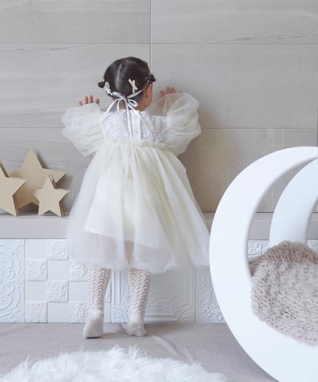 即納balloon sleeve tulle dress