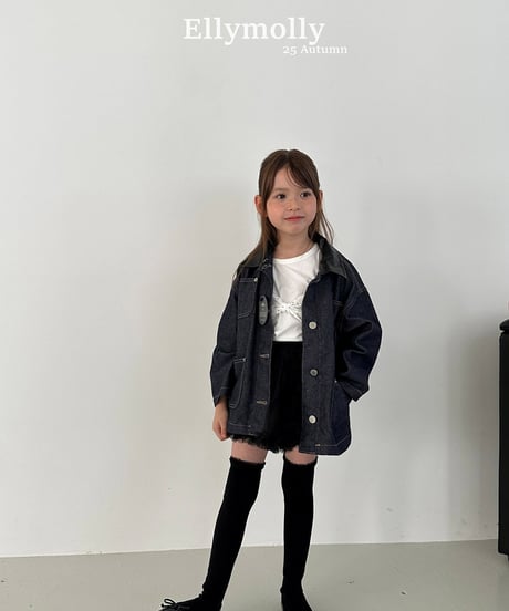 即納 Leather Collar Denim Jacket