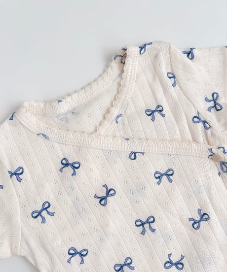 即納 newborn ribbon & heart rompers