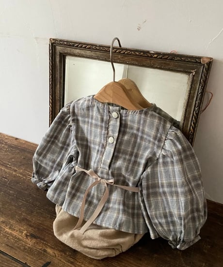 即納 Anne shirley Autumn Plaid Ribbon Blouse set
