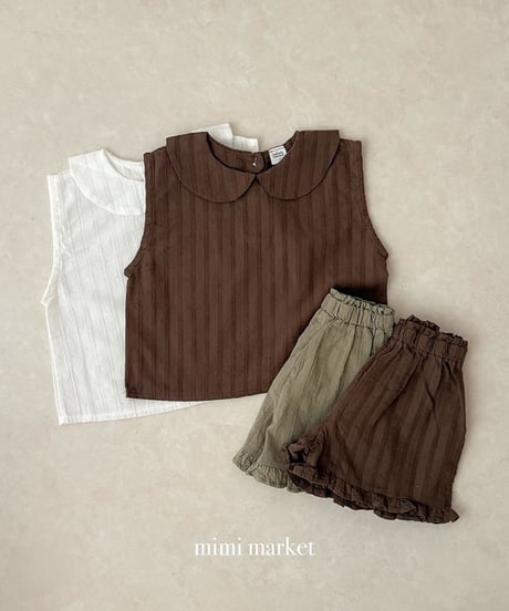 即納mimi market Sleeveless Collar Blouse