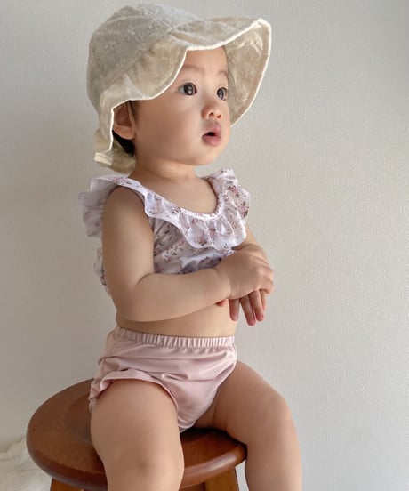 即納baby  flower embroidery hat