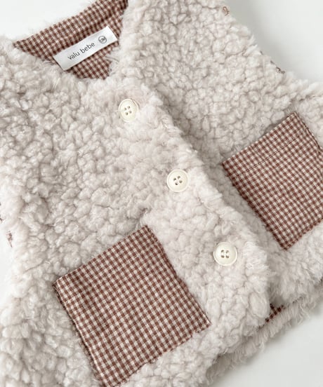即納 BEBE Check boa Vest