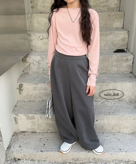 即納Boat neck tops