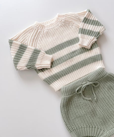 即納 stripe knit set up