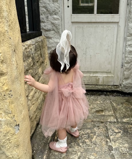 即納shoulder ribbon tulle dress