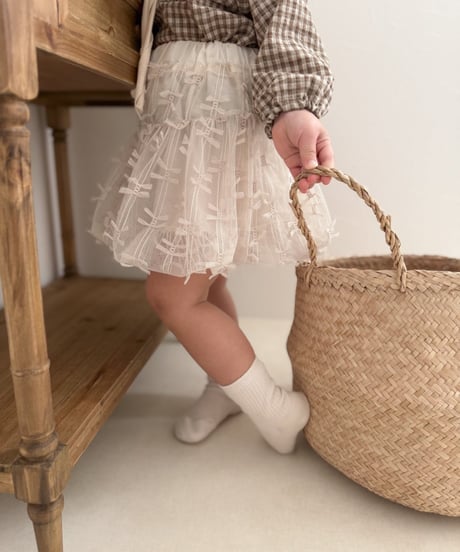 即納 mimi market Ribbon Mesh Balloon skirt