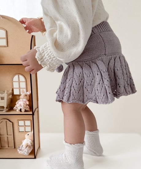 即納pon pon  ribbon knit skirt