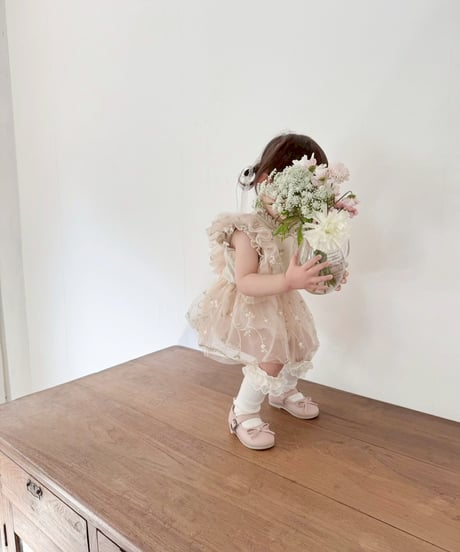 即納flower tulle apron rompers
