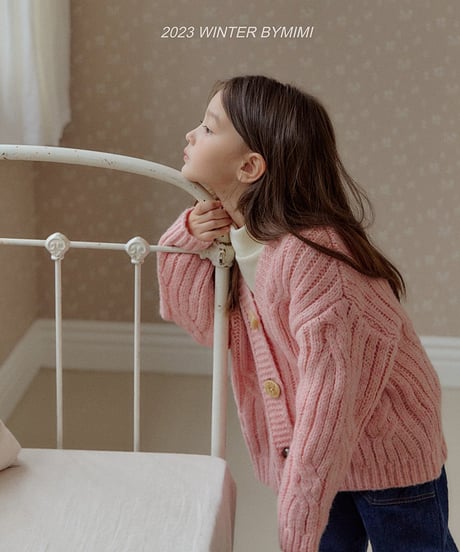 即納pink knit cardigan