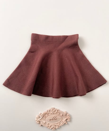 即納knit flare skirt  brown&beige