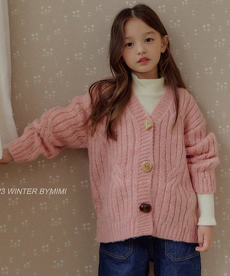 即納pink knit cardigan