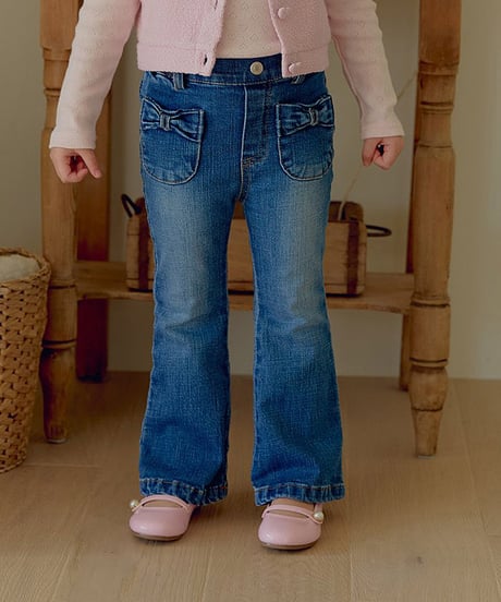即納 UEO Bliss Ribbon Bootcut Pants