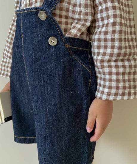 即納monbebe × alli   indigo denim salopette