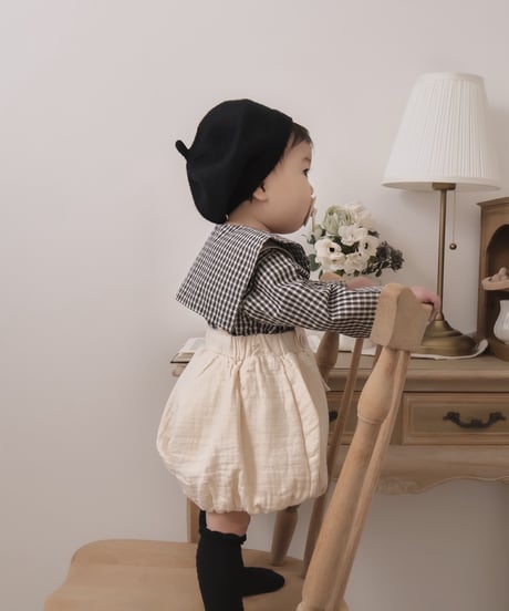 即納 mimi market Check sailor blouse