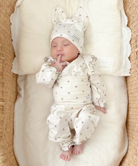 即納 newborn frill ribbon dot set up