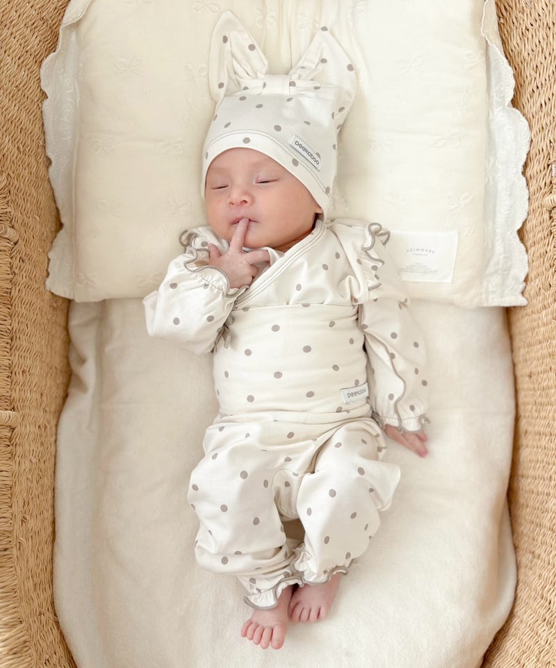 即納 newborn frill ribbon dot set up | alli.